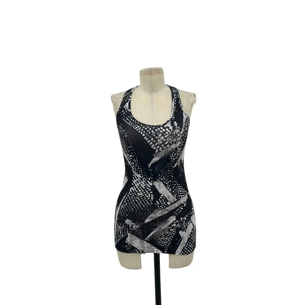 Lululemon Cool Racerback Tank Static Mist White Black Size 6